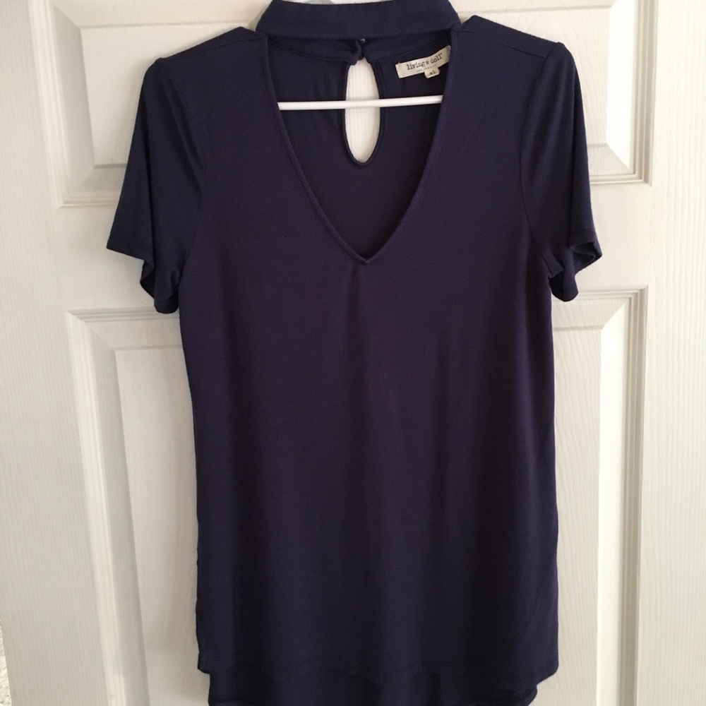 Navy V-Neck Choker Tee. XL but fits like a L!